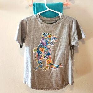 🦕🌸 Dinosaur Floral Tee & Turquoise Leggings Set